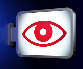 Image showing Protection concept: Eye on billboard background