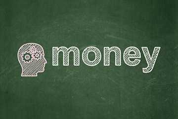 Image showing Finance concept: Head With Gears and Money on chalkboard