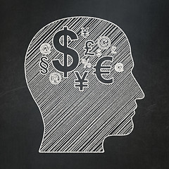 Image showing Finance concept: Head With Finance Symbol on chalkboard