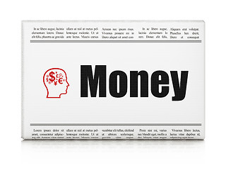 Image showing Business concept: newspaper with Money and Head With Finance