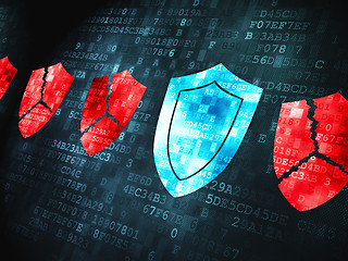 Image showing Safety concept: Shield on digital background