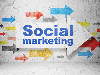 Image showing Marketing concept: arrow with Social Marketing on grunge wall