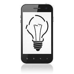 Image showing Finance concept: Light Bulb on smartphone