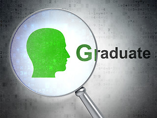 Image showing Education concept: Head and Graduate with optical glass