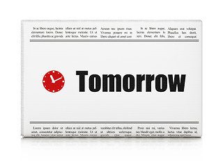 Image showing Time concept: newspaper with Tomorrow and Clock