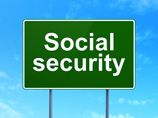 Image showing Safety concept: Social Security on road sign background