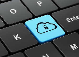 Image showing Cloud technology concept: Cloud With Padlock on computer