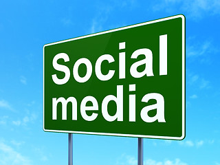 Image showing Social network concept: Social Media on road sign background