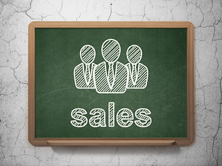 Image showing Advertising concept: Business People and Sales on chalkboard