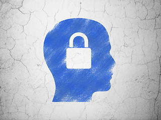 Image showing Data concept: Head With Padlock on wall background