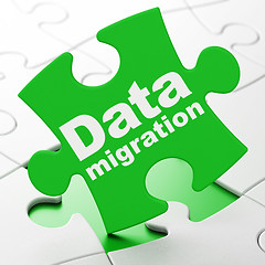 Image showing Information concept: Data Migration on puzzle background