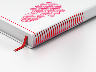 Image showing Finance concept: closed book, Energy Saving Lamp on white