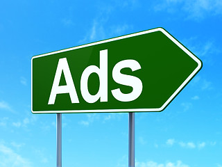 Image showing Marketing concept: Ads on road sign background