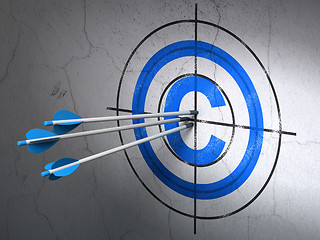 Image showing Law concept: arrows in Copyright target on wall background