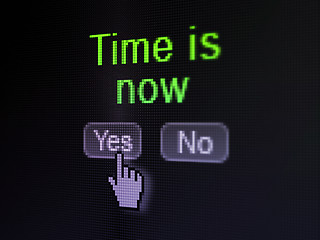 Image showing Time concept: Time is Now on digital computer screen