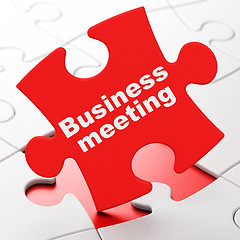 Image showing Business concept: Business Meeting on puzzle background