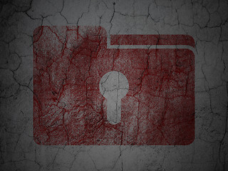 Image showing Finance concept: Folder With Keyhole on grunge wall background