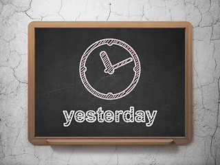 Image showing Time concept: Clock and Yesterday on chalkboard background