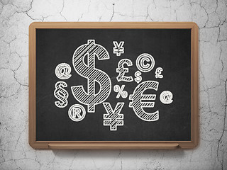 Image showing Advertising concept: Finance Symbol on chalkboard background