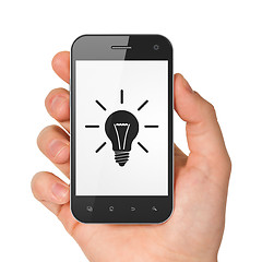 Image showing Business concept: Light Bulb on smartphone