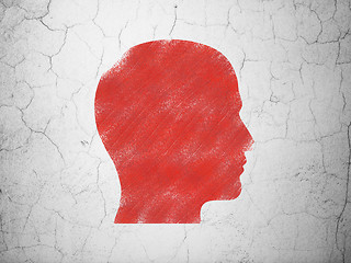 Image showing Advertising concept: Head on wall background