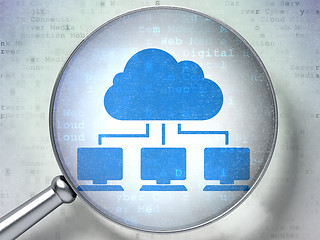 Image showing Cloud networking concept:  Cloud Network with optical glass