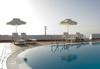 Image showing swimming pool greek island hotel