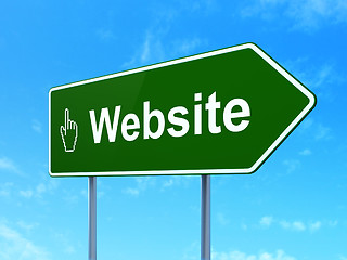 Image showing Web design concept: Website and Mouse Cursor on road sign