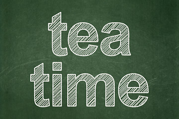 Image showing Time concept: Tea Time on chalkboard background