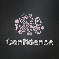 Image showing Business concept: Finance Symbol and Confidence on chalkboard