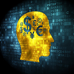 Image showing Advertising concept: Head With Finance Symbol on digital