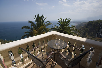 Image showing villa hotel deck patio over sea taormina sicily