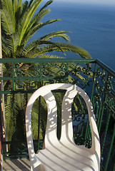 Image showing hotel deck patio over sea