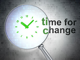 Image showing Timeline concept: Clock and Time for Change with optical glass