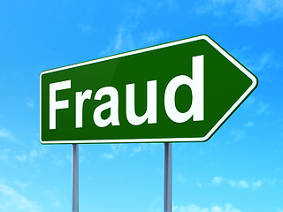Image showing Safety concept: Fraud on road sign background