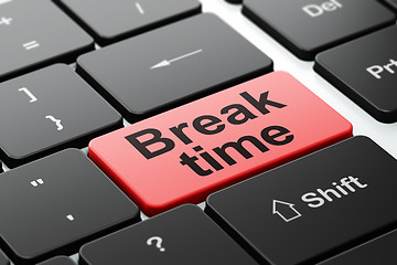 Image showing Timeline concept: Break Time on computer keyboard background