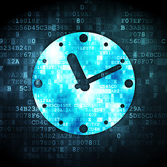 Image showing Time concept: Clock on digital background