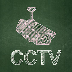 Image showing Protection concept: Cctv Camera and CCTV on chalkboard