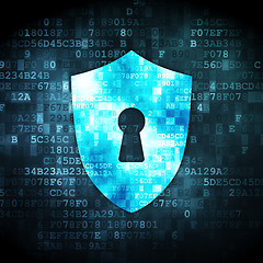 Image showing Security concept: Shield With Keyhole on digital background