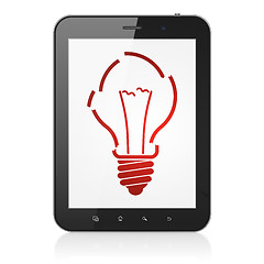 Image showing Business concept: Light Bulb on tablet pc computer