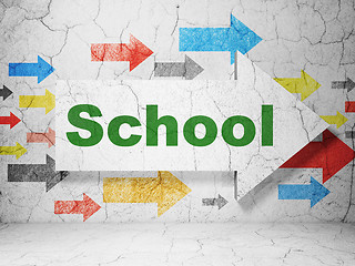 Image showing Education concept: arrow with School on grunge wall background