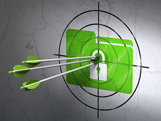 Image showing Business concept: arrows in Folder With Lock target on wall