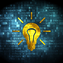 Image showing Finance concept: Light Bulb on digital background