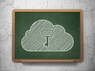 Image showing Cloud computing concept: Cloud With Key on chalkboard background