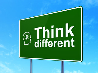 Image showing Education concept: Think Different and Head With Lightbulb