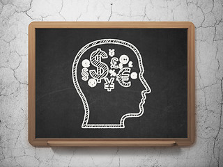 Image showing Education concept: Head With Finance Symbol on chalkboard