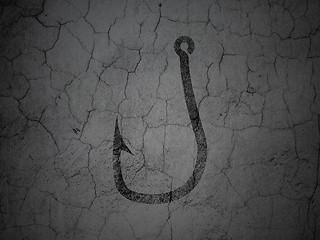 Image showing Protection concept: Fishing Hook on grunge wall background