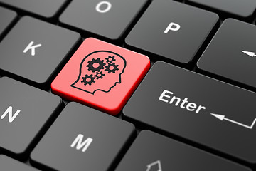 Image showing Finance concept: Head With Gears on computer keyboard background