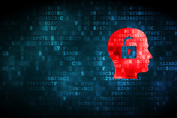 Image showing Business concept: Head With Padlock on digital background