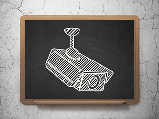 Image showing Safety concept: Cctv Camera on chalkboard background